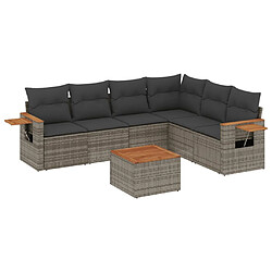 vidaXL Salon de jardin avec coussins 7 pcs gris résine tressée