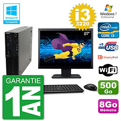 PC Lenovo M82 SFF Ecran 27" i3-3220 RAM 8Go Disque 500Go Graveur DVD Wifi W7 · Occasion 