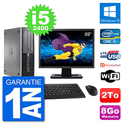 PC HP Compaq 6200 Pro SFF Ecran 22" i5-2400 RAM 8Go Disque 2To Windows 10 Wifi - Occasion