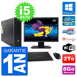 PC HP 600 G1 SFF Ecran 19" Intel Core i5-4570 RAM 8Go Disque 2To Windows 10 Wifi - Occasion