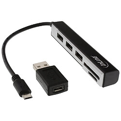 Lecteur de cartes InLine® USB OTG et concentrateur USB 2.0 à 3 ports pour adaptateur SDXC et microSD +