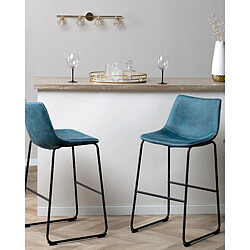 Beliani Tabouret de bar Set de 2 Tissu Bleu azur FRANKS