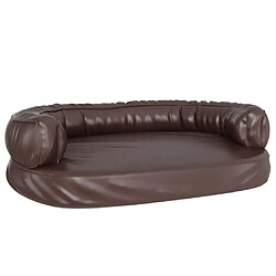 Maison Chic Niche Lit pour chien + ergonomique Mousse| Panier couchage pour chien Marron 88x65 cm Similicuir -GKD94362