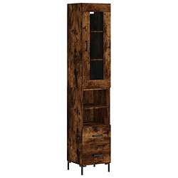 vidaXL Buffet haut Chêne fumé 34,5x34x180 cm Bois d'ingénierie