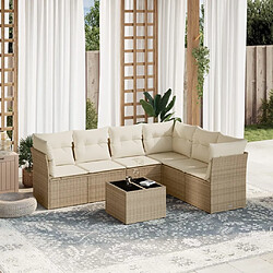 Maison Chic Salon de jardin avec coussins 7 pcs | Ensemble de Table et chaises | Mobilier d'Extérieur beige résine tressée -GKD41346