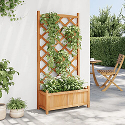 Avis Maison Chic Jardinière,Bac à fleurs avec treillis - pot de fleur marron bois massif de sapin -GKD24721