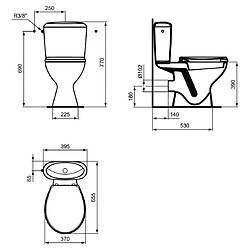 Pack WC SH IDEAL STANDARD alimentation latérale Porcher NOE Blanc P948001