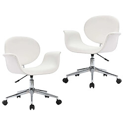 vidaXL Chaises pivotantes à manger lot de 2 blanc similicuir