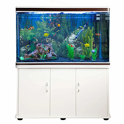 Monstershop Aquarium Blanc avec Meuble de support Blanc assorti et Gravier Bleu