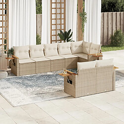 vidaXL Salon de jardin avec coussins 8 pcs beige résine tressée