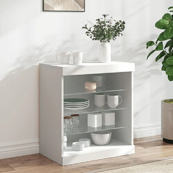 Maison Chic Commode Buffet - Meuble de rangement avec lumières LED blanc 60,5x37x67 cm -GKD51345