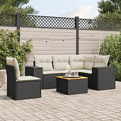 vidaXL Salon de jardin 6 pcs avec coussins noir résine tressée 