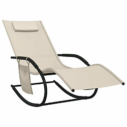 Maison Chic Chaise longue à bascule | Bain de soleil Relax | Transat crème acier et textilène -GKD10396