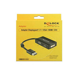 Adaptateur DisplayPort vers VGA / HDMI / DVI-D DELOCK 62656 16 cm Noir