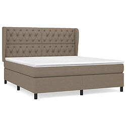 vidaXL Sommier à lattes de lit avec matelas Taupe 160x200 cm Tissu