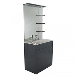 Dansmamaison Ensemble meuble de salle de bain 3en1 80 cm + colonne Gris - TROMA