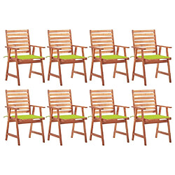 Maison Chic Lot de 8 Chaises à dîner de jardin avec coussins,Fauteuil/Chaises à manger d'extérieur Acacia massif -MN74696