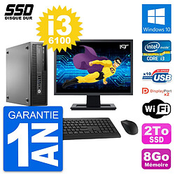 PC HP EliteDesk 800 G2 SFF Ecran 19" i3-6100 RAM 8Go SSD 2To Windows 10 Wifi · Occasion 