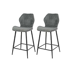 Avis Lisa Design Dahi - lot de deux tabourets de bar - support lombaire - en tissu bouclette gris