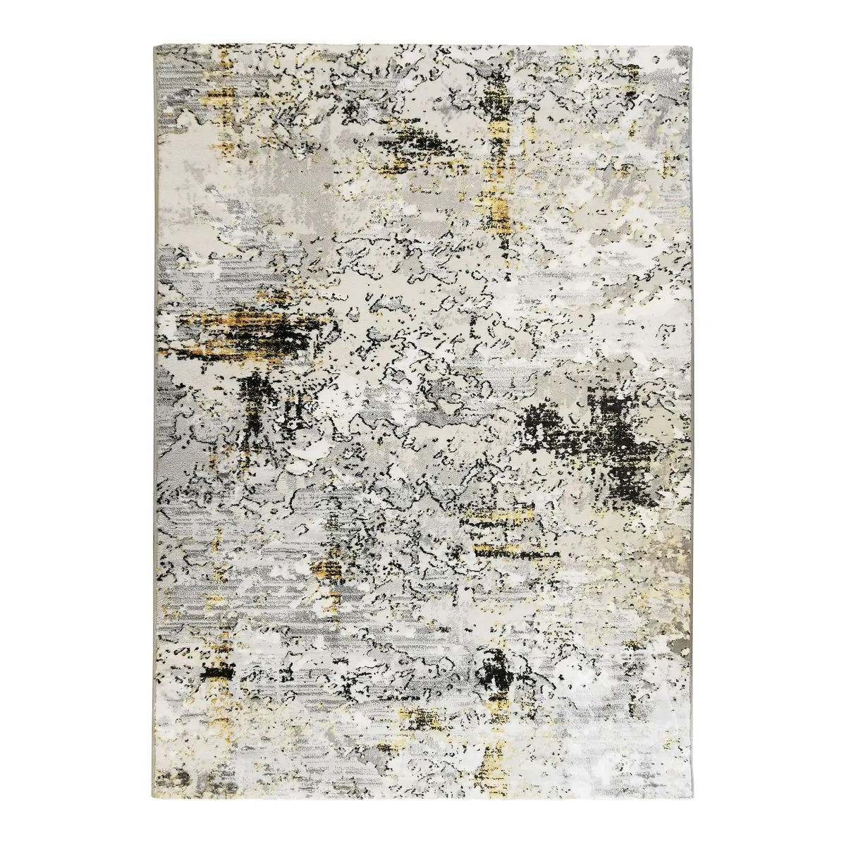 Thedecofactory MEDIANE USURE - Tapis graphique effet usé/vintage gris or 120x170