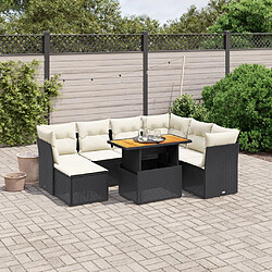 Maison Chic Ensemble Tables et chaises d'extérieur 8 pcs avec coussins,Salon de jardin noir résine tressée -GKD502266