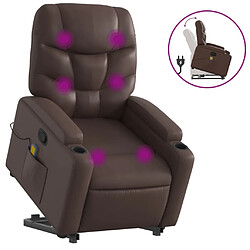 Maison Chic Fauteuil Relax pour salon, Fauteuil inclinable de massage Marron Similicuir -GKD21632