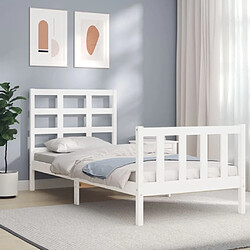 Maison Chic Cadre/structure de lit avec tête de lit pour adulte - Lit Moderne Chambre blanc 90x190 cm bois massif -MN10325