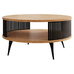 Bestmobilier Forini - table basse - chêne naturel et noir - 75 cm Forini - table basse - chêne naturel et noir - 75 cm - Noir / Bois