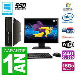 PC HP Compaq 8100 SFF Ecran 27" G6950 RAM 16Go SSD 240Go Graveur DVD Wifi W7 - Occasion