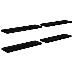 vidaXL Étagère murale flottante 4 pcs Noir brillant 90x23,5x3,8 cm MDF