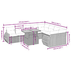 Avis Maison Chic Salon de jardin 10 pcs avec coussins, Ensemble Tables et chaises d'extérieur noir résine tressée -GKD427530