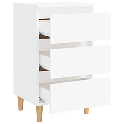 Acheter vidaXL Tables de chevet avec pieds en bois 2 pcs Blanc 40x35x69 cm