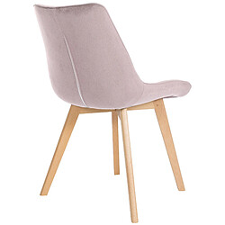 Acheter Decoshop26 Lot de 2 chaises de salle à manger design scandinave coutures carrées en velours rose pieds en bois clair 10_0001682