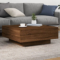 vidaXL Table basse avec lumières LED chêne marron 80x80x31 cm