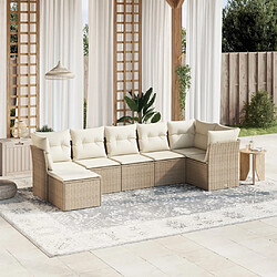 Maison Chic Salon de jardin avec coussins 7 pcs, Ensemble Tables et chaises de jardin, beige résine tressée -GKD682550