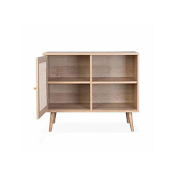 Meuble de rangement en cannage 2 niches 1 porte pieds scandinaves 80 x 39 x 66 cm+Urban Living pas cher