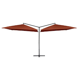 vidaXL Parasol double avec mât en acier 250 x 250 cm Terre cuite 