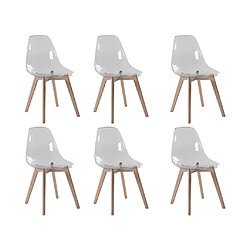 Vente-Unique Lot de 6 chaises AUDRA - Polycarbonate et Hêtre - Transparent