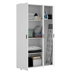 Pegane Armoire de rangement 3 portes coloris blanc - Longueur 116 x Profondeur 35 x Hauteur 190 cm