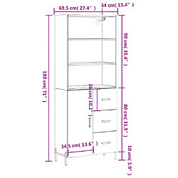 vidaXL Buffet haut Sonoma gris 69,5x34x180 cm Bois d'ingénierie pas cher