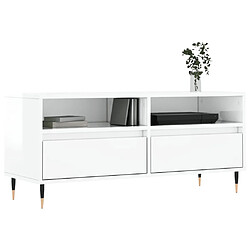 Avis Maison Chic Meuble TV scandinave - Banc TV pour salon blanc brillant 100x34,5x44,5 cm bois d'ingénierie -MN69003