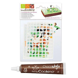 Scrapcooking Décoration pour gâteau Terrain de football + Stylo chocolat 