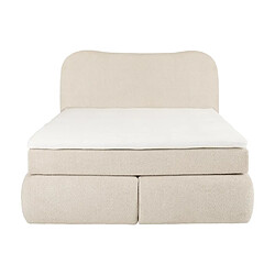 Avis Vente-Unique Ensemble complet boxspring tête de lit + sommier + matelas + surmatelas - 180 x 200 cm - Tissu bouclette - Beige - TRAVINO de YSMÉE