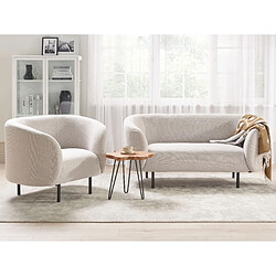 Beliani Ensemble canapé et fauteuil 3 places beige et noir LOEN