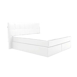 Avis Vente-Unique Ensemble complet boxspring tête de lit avec leds + sommiers + matelas + surmatelas - 160 x 200 cm - Simili - Blanc - BILBAO de YSMÉE