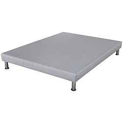 Ebac Sommier déco SR9 + pieds - Gris clair 140x190 - Lattes bois - H.13 cm - Made in France