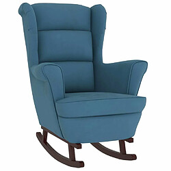 Maison Chic Fauteuil à bascule et pieds,Fauteuil pour relax en bois massif d'hévéa Bleu Velours -MN76917