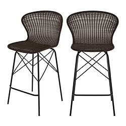 Rendez Vous Deco Chaise de bar Palma en résine tressée marron 63 cm (lot de 2) 