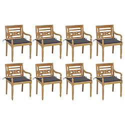 vidaXL Chaises Batavia avec coussins lot de 8 Bois de teck solide