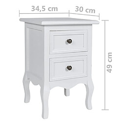 Maison Chic 4 pcs Tables de chevet avec 2 tiroirs MDF Blanc -MN14547 pas cher